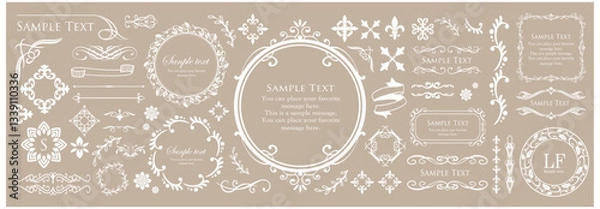 Fototapeta 高級感のあるビンテージ調のフレームデザインセット