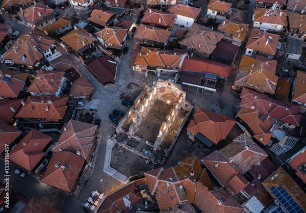 Fototapeta Aerial view to Church of St. Sophia in old town of Nessebar, Burgas, Bulgaria
