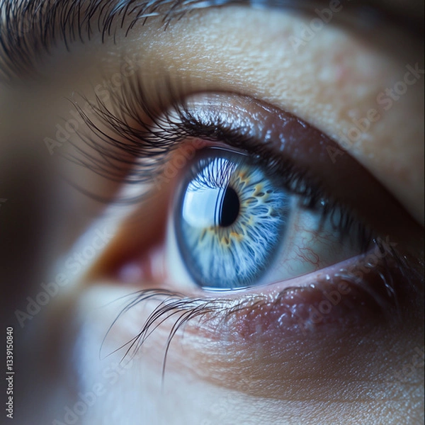Fototapeta Close-up of an open human eye. Ophthalmologist, vision, attention, make-up, attention.