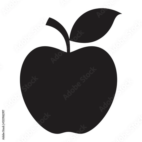 Fototapeta apple fruit with leaf flat icon for food vector