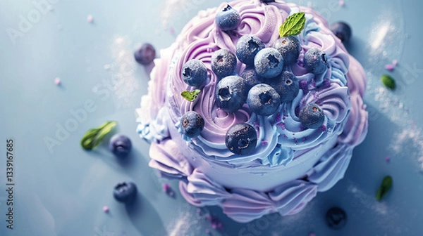 Fototapeta Blueberry Cake, product shoot, highlighting the product, The overall vibrant color palette, full of intricate details, object focused, png, stock image, hd quality,
