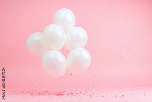 Fototapeta bunch of white balloons floating in the air