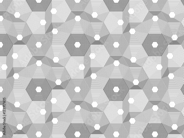 Fototapeta Hexagon pattern, stylish monochrome, vector pattern