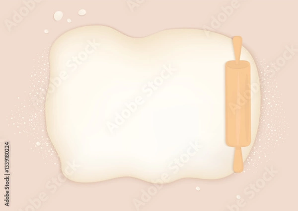 Obraz Bread dough and rolling pin background