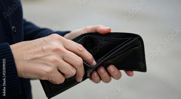 Fototapeta man holding an empty wallet