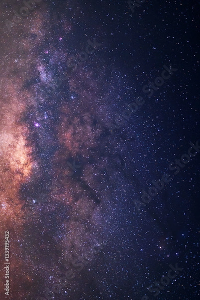 Obraz Night sky space background, Starry universe in dark blue sky, Milky way galaxy with stardust field in deep universe