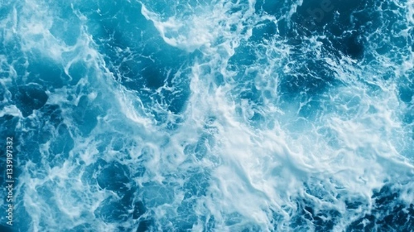 Fototapeta Swirling turquoise waves, abstract ocean backdrop with dynamic movement, perfect for calming designs or aquatic themes.