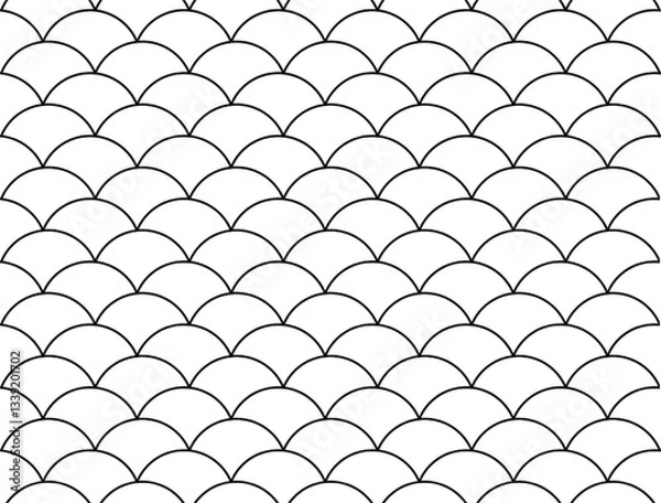 Fototapeta Fish Scale Pattern Seamless Vector. Black and white seamless fish scale pattern. Perfect for textiles, wallpapers, backgrounds, and decorative designs. Inspired by traditional geometric motifs