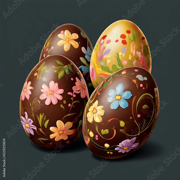 Obraz four of easter chocolate eggs