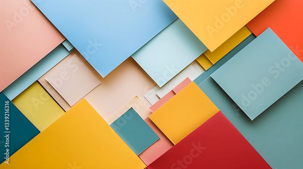 Fototapeta Geometric Abstract Colorful Layers in Modern Composition