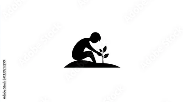 Fototapeta Child Planting Tree Icon Graphic