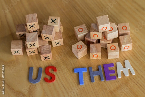 Obraz Us and them side by side in two different competing teams that a