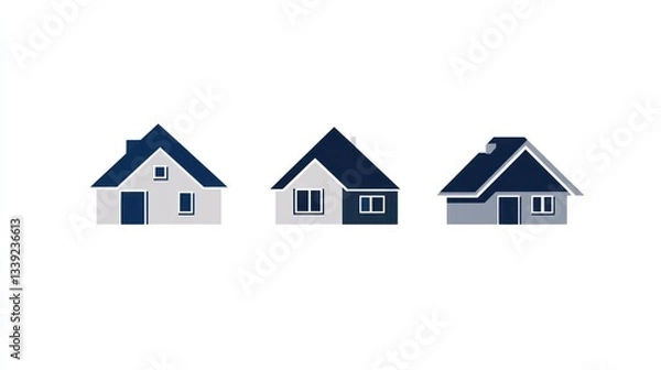 Obraz House Icons, Variations, White Background