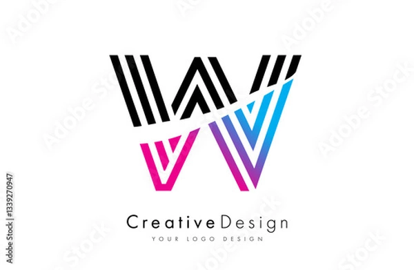 Fototapeta Letter W logo icon vector made of lines. Creative W Design alphabet lettering