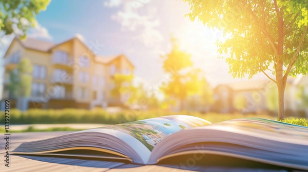 Obraz close-up of an apartment magazine on a table, perfect for real estate and interior design promotions