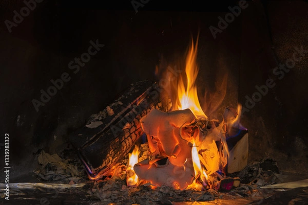 Obraz fire in fireplace