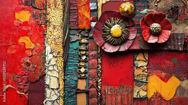 Fototapeta an image representing mixed media art in red.