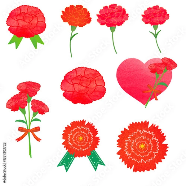 Fototapeta set of red poppies