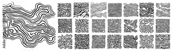 Fototapeta topographic line textures and abstract pattern tiles set
