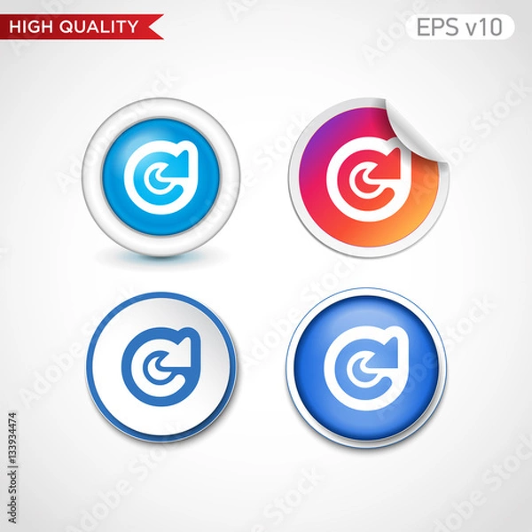 Fototapeta Colored icon or button of refresh symbol with background