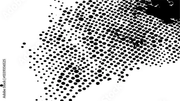 Fototapeta Vector abstract modern design. Black white halftone dotted white background. Black spots, splashes and dotted paint marks on a white background. grunge texture of old background
