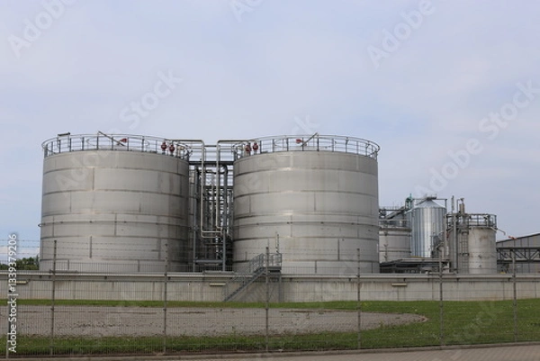 Obraz Alcohol storage tanks. Sugar beet processing.