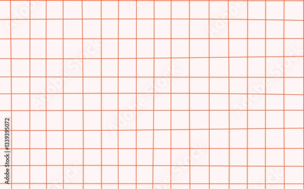 Obraz Graph ink doodle check paper. Printable squared grid paper with color lines. Geometric background for school, wrapping, invitations, card, scrapbooking, notebook, diary. Realistic lined paper blank.