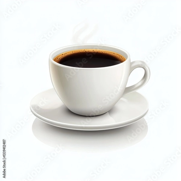 Obraz Coffee cup with steam on a white background  