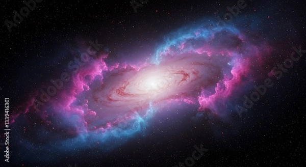Fototapeta Cosmic Nebula: A Symphony of Pink and Blue