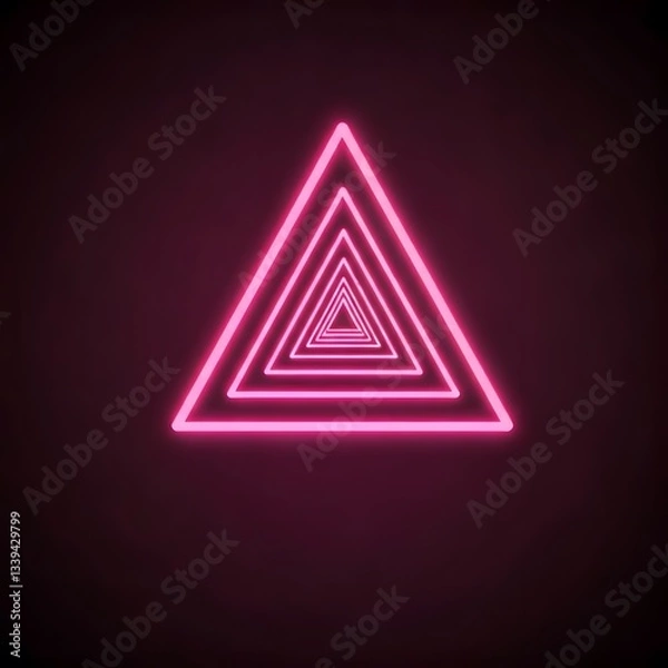 Fototapeta Pulsing neon-colored triangular shapes on a dark background, AI Generated
