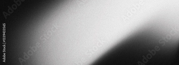 Fototapeta Grainy black white gradient background with dark noise texture gray cover header poster monochrome backdrop design