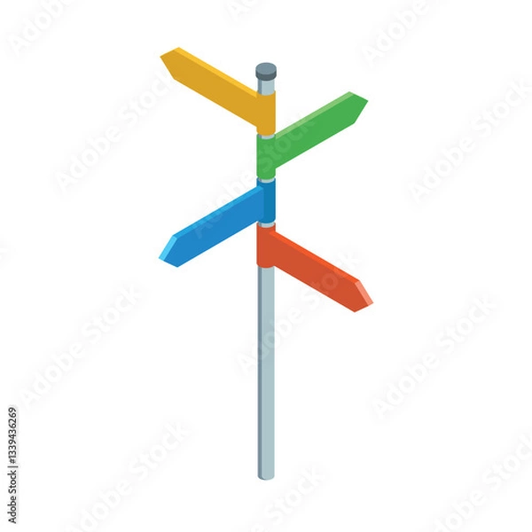 Fototapeta Isometric Direction Signpost
