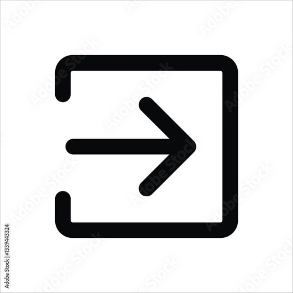Fototapeta A simple right arrow icon, commonly used to indicate navigation, progression, or next steps.
