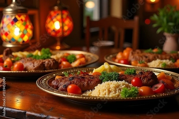 Obraz Middle Eastern Meal with Inviting Mood, No Background