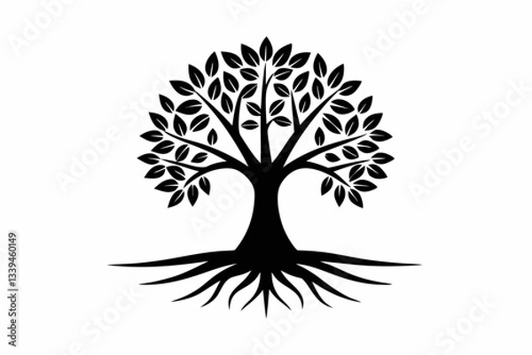 Fototapeta mangrove tree and roots vector elegant logo line art silhouette vector illustration