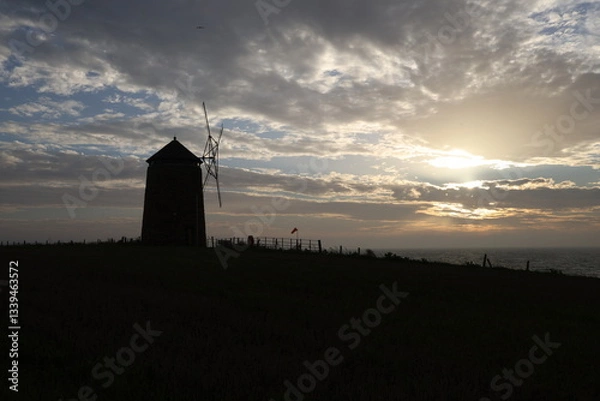 Fototapeta windmill at sunset