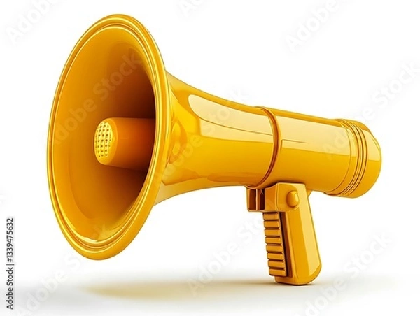 Fototapeta Yellow Megaphone Announcement for White Background.