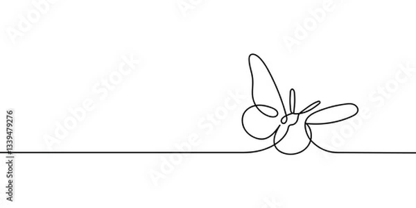 Fototapeta Butterfly one line vector illustration