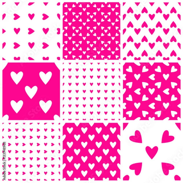 Fototapeta Seamless hearts patterns