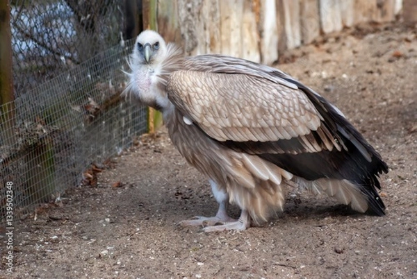 Fototapeta Griffon vulture in a zoo cage
