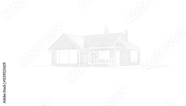 Fototapeta Outline architectural sketch detached tarditional house - vector concept , with white tonespng