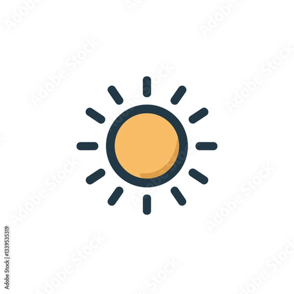 Fototapeta Simple yellow sun vector icon with transparent background for minimalistic designs