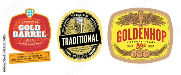 Obraz Colorful Beer Labels Set