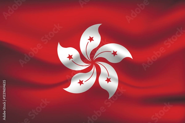 Fototapeta Flag of Hong Kong. National symbol in official colors. Template icon. Abstract vector background.