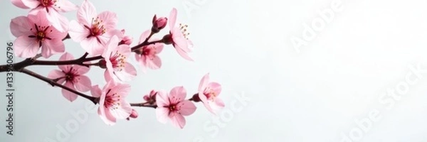 Fototapeta Branches in a minimalist studio setup on white background, nature, studio