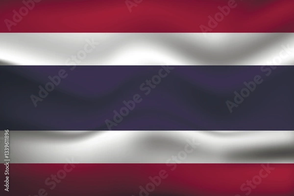Fototapeta Flag of Thailand. Thai national symbol in official colors. Template icon. Abstract vector background.