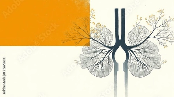 Fototapeta This artistic image captures the essence of lungs interconnected with branches, symbolizing the relationship between nature and human life in a unique visual form.