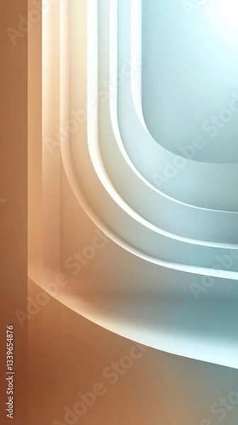 Obraz A captivating abstract artwork featuring soft, flowing curves in warm, pale colors, creating a calming visual experience that evokes feelings of serenity and modernity.
