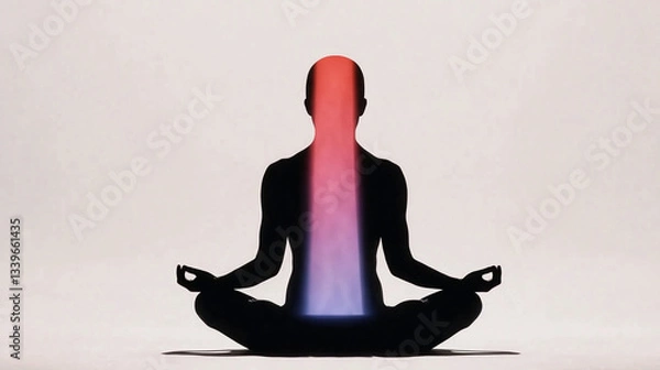 Obraz Silhouette Meditation with Vivid Aura Light