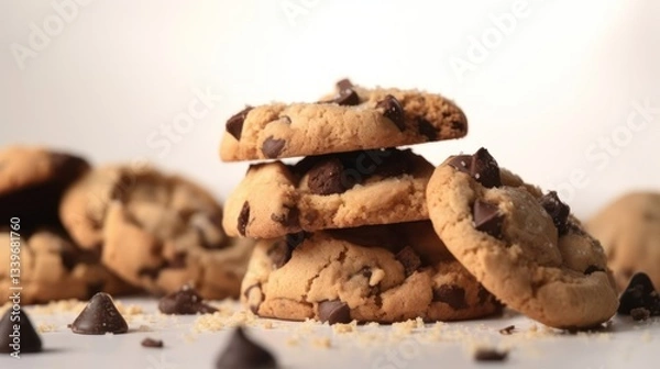 Obraz A Stack of Delicious Chocolate Chip Cookies